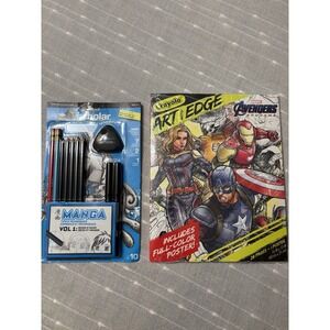 NEW!! 2 Set Art Marvel Avengers Endgame Coloring Book poster & Manga Drawing Set